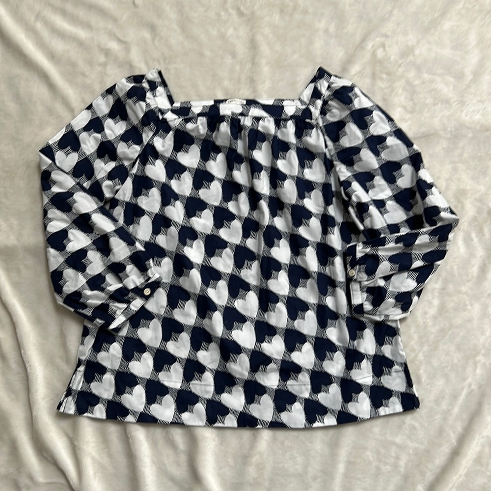 J Crew crewcut	Girl’s Puff sleeves aqua neck blouse-size 14